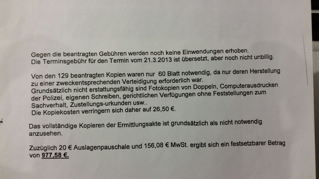 räuberischer Diebstahl - Gebühren